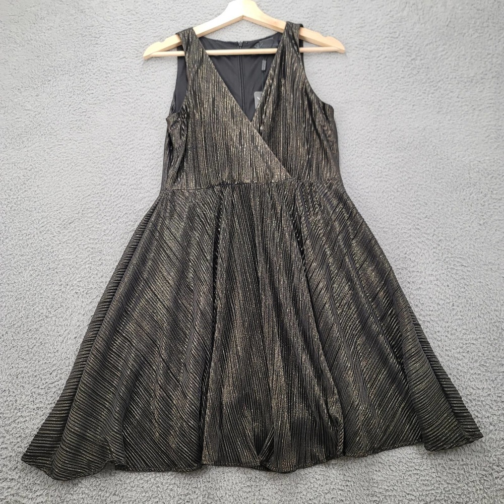 Kardashian Kollection Dress Womens Medium Gold Pleated Jersey Dress